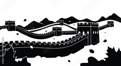 Vector illustration of the Great Wall of China