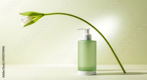 Wallpaper Mural A green bottle with a flower leaning over it Torontodigital.ca