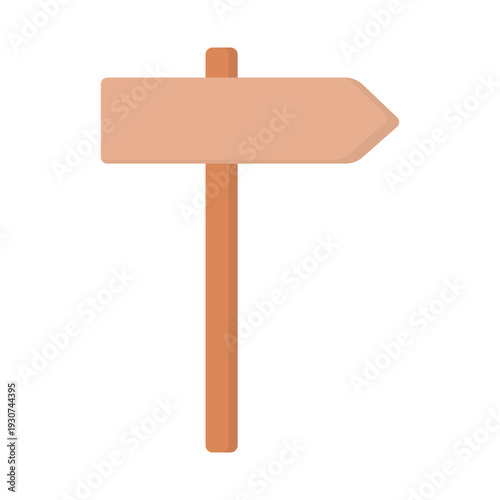 An isolated old wooden signboard post with a blank arrow plank for direction information