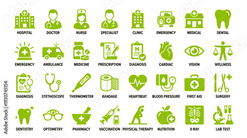 healthcare, medical, hospital, clinic, doctor, nurse, medicine, health, healthcare icon, medical icon, flat icon, icon set, medical set, healthcare set, medical symbols, first aid, stethoscope, syring