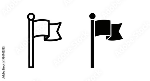 Simple black and white flag icons, representing destination, achievement, or location marker