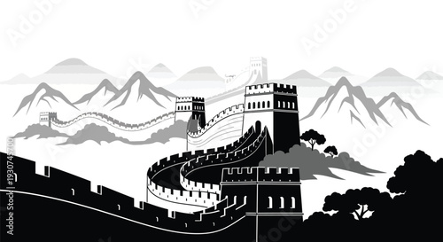 Vector illustration of the Great Wall of China