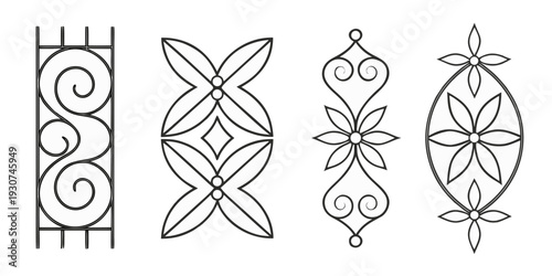 Intricate black and white line art patterns and designs