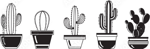 Desert Cacti and Succulent Plant Vector Shapes