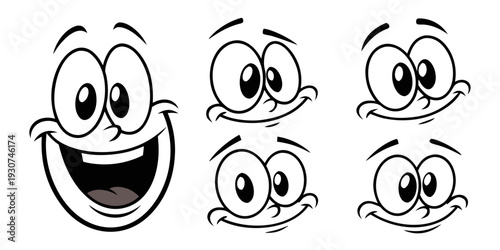 A variety of expressive smiley faces showcasing different emotions and moods
