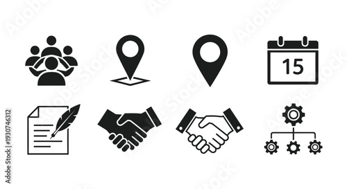 Set of 8 business icons vector