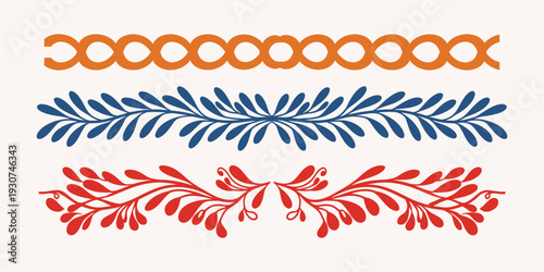 Collection of traditional embroidery patterns featuring floral and leaf motifs