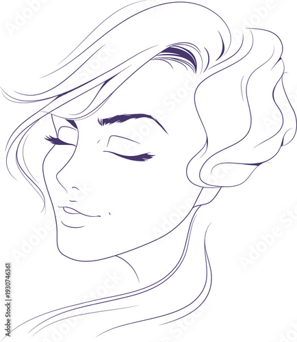 Makup Face of a beautiful woman Vector illustration isolated on tranparent background