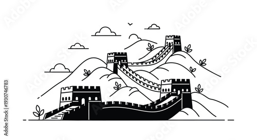 Vector illustration of the Great Wall of China