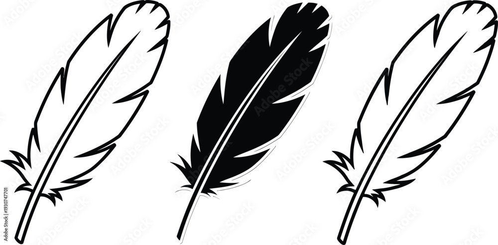 Obraz premium Three feathers illustration