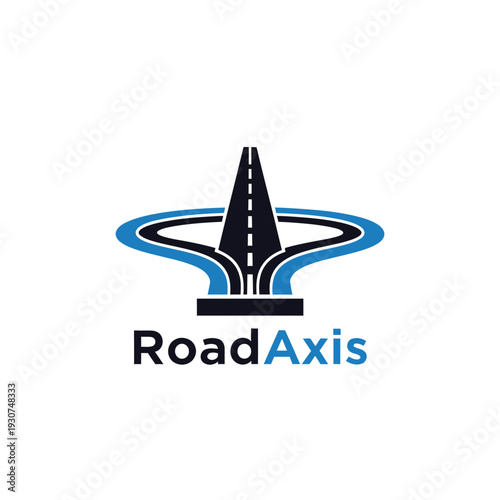 Winding highway road and perspective path logo for transport services RoadAxis