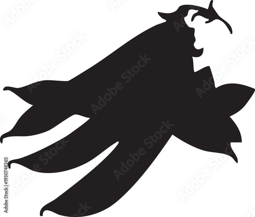 Black silhouette of a fantasy creature with wings