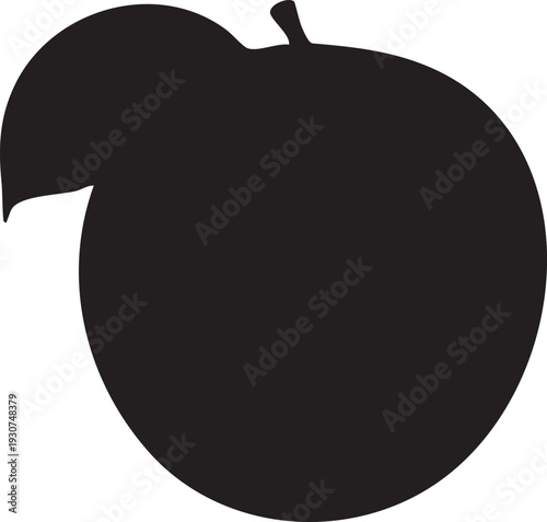 Black silhouette of a whole apple