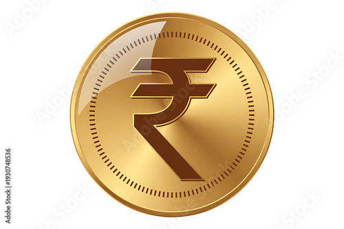 Gold coin with rupee symbol