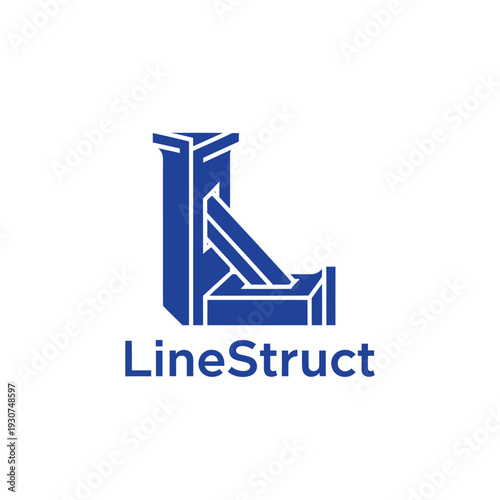 Isometric pillar letter L logo for architectural services and construction LineStruct