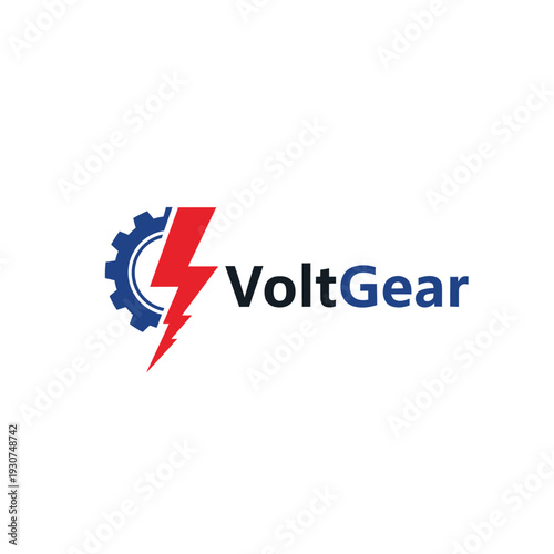 Lightning bolt with gear cogwheel logo for electrical engineering VoltGear