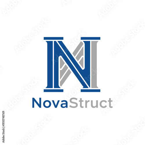Classic pillar letter N logo for architectural design and structural engineering NovaStruct