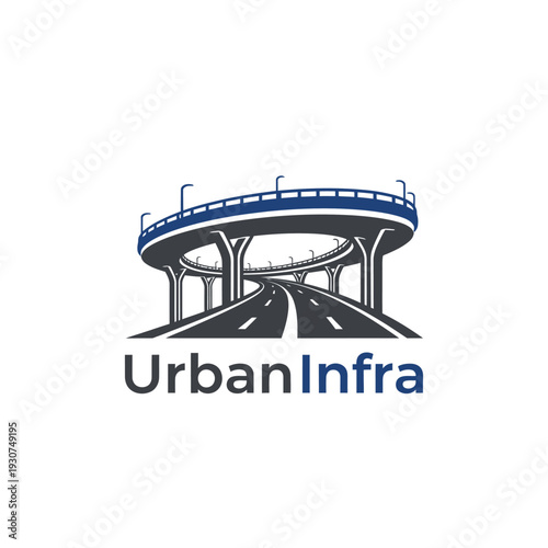 Curved road bridge illustration logo for urban infrastructure and construction UrbanInfra