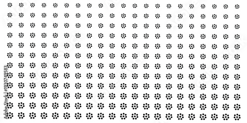 Black polka dots seamless pattern on white background. Halftone minimalist abstract. Vector illustration.