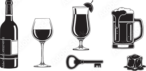 Bar & Alcohol Drink Vector Icon Set