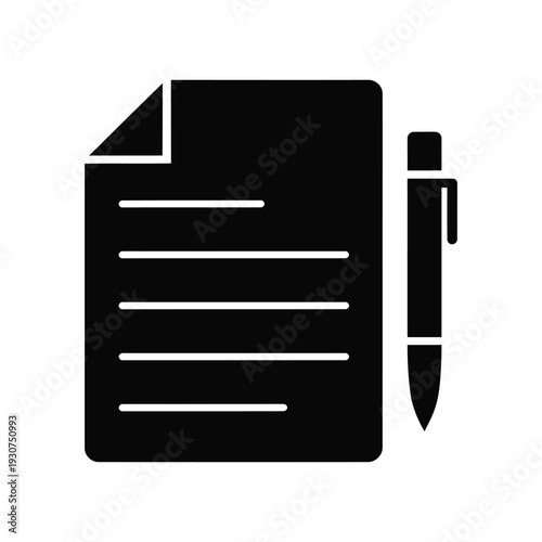 Document with lines and pen symbol for writing and notes concept Vector illustration