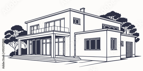 A charming two-story building with a welcoming entrance and a tree nearby