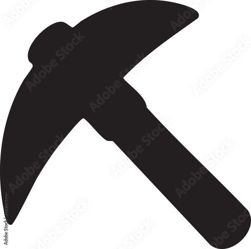 Black silhouette of a pickaxe with a long handle