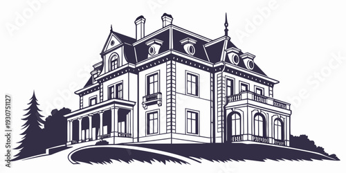 An elegant old mansion surrounded by lush trees and a well-maintained garden