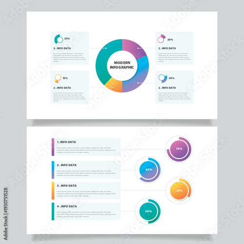 Gradient harvey ball diagrams infographic