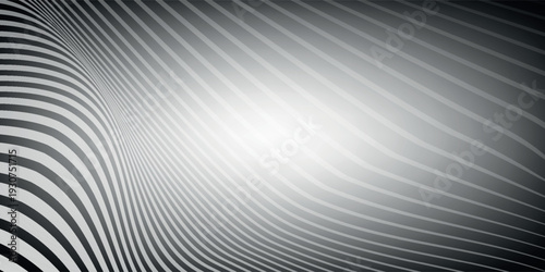 Obraz na płótnie Abstract Halftone Black and White Wavy Lines Textured Background with 3D Illusion and Twisting Movement Effect