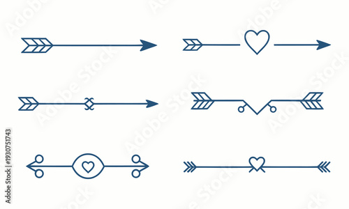 A collection of six hand drawn arrow icons with various designs