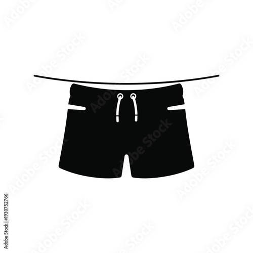 Swim Shorts Vector Silhouette Icon Isolated on White Background for Summer Fashion Design