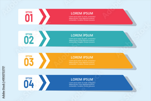 Set of modern infographic banners with different colors for business steps and data visualization