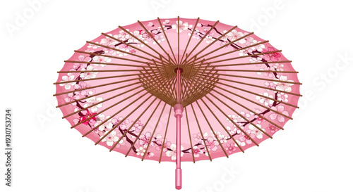 Vibrant pink parasol with cherry blossom design