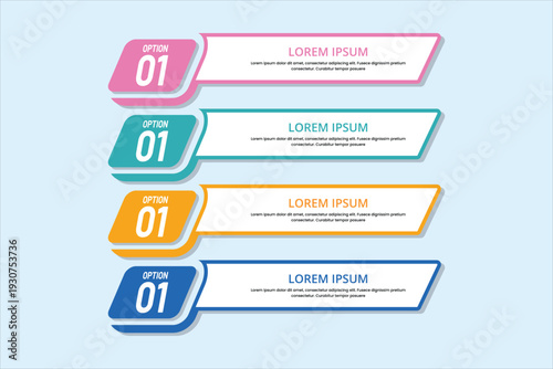 Set of modern infographic banners with different colors for business steps and data visualization