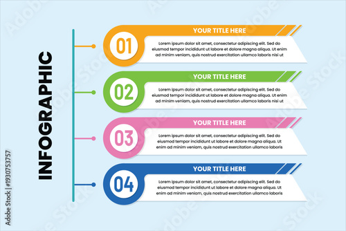Set of modern infographic banners with different colors for business steps and data visualization