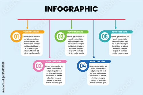 Set of modern infographic banners with different colors for business steps and data visualization