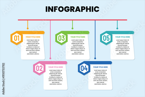 Set of modern infographic banners with different colors for business steps and data visualization