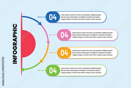 Set of modern infographic banners with different colors for business steps and data visualization