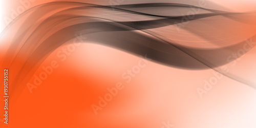 Abstract Orange Gradient Background with Dynamic Smoky Wave Lines. vector illustration
