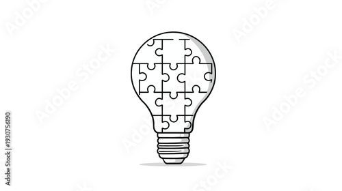 Light bulb puzzle icon representing creative ideas, innovation, problem-solving, strategy, and collaborative thinking concept.