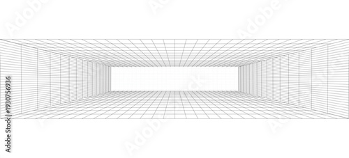 Perspective grid background 3d Vector illustration. Interior design Model projection background template. Line one point perspective
