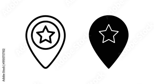 Location and favorites: Map pin icons with a star inside represent marked locations, favorite places, points of interest, and geotagging.