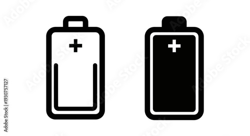 Power and energy: Battery icons, one outlined and one solid, indicate charge levels, power supply, energy, and battery life.