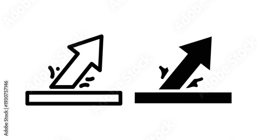 Upward Arrow Icons Launching from a Surface, Symbolizing Growth, Progress, and Business Success in Outline and Solid Black