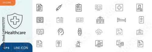 Healthcare icons set with medical symbols and signs