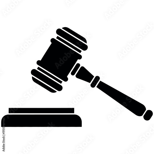 Black silhouette of a judges gavel for legal or law concepts