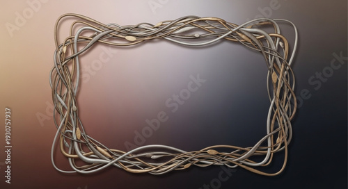 Intricate Metal Wire Frame Border Design Element.