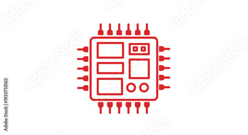 Red Electronic Microchip Circuit Board.