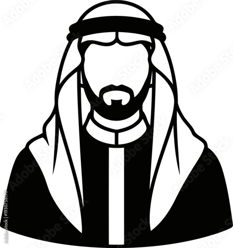 Saudi Arabia Shaykh silhouette vector.